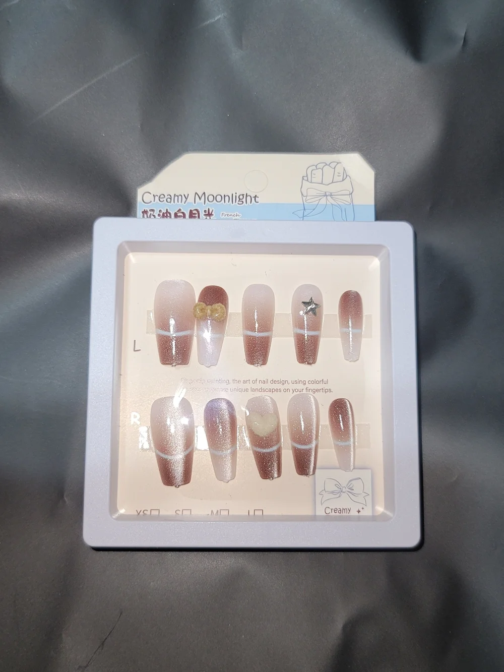 Press On Nail Set Of 6 Desing - Pink & Nude Artificial Nails